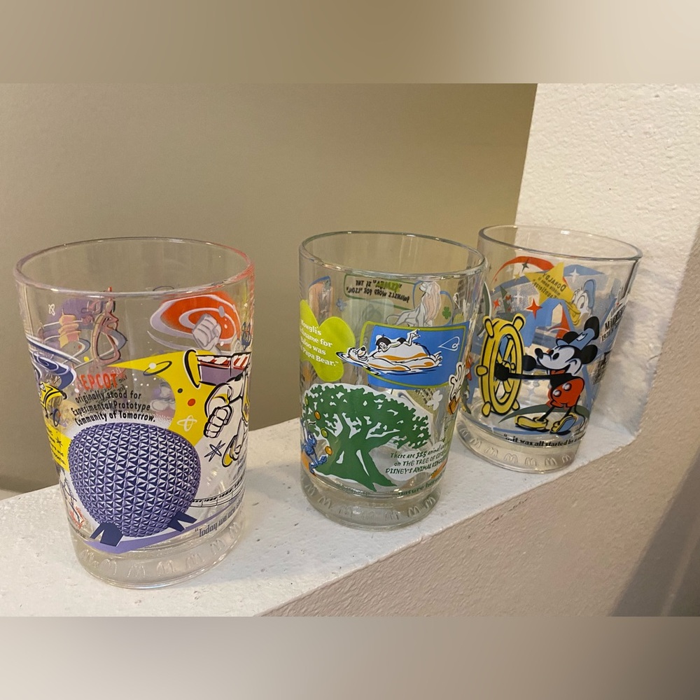 Disney 100th Celebration Glasses. Set of 3. Never Used. Years of Magic. Vintage.